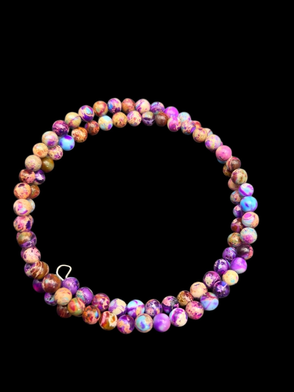 Purple Dahlia Beaded Wire wrap Bracelet - Women Jewelry